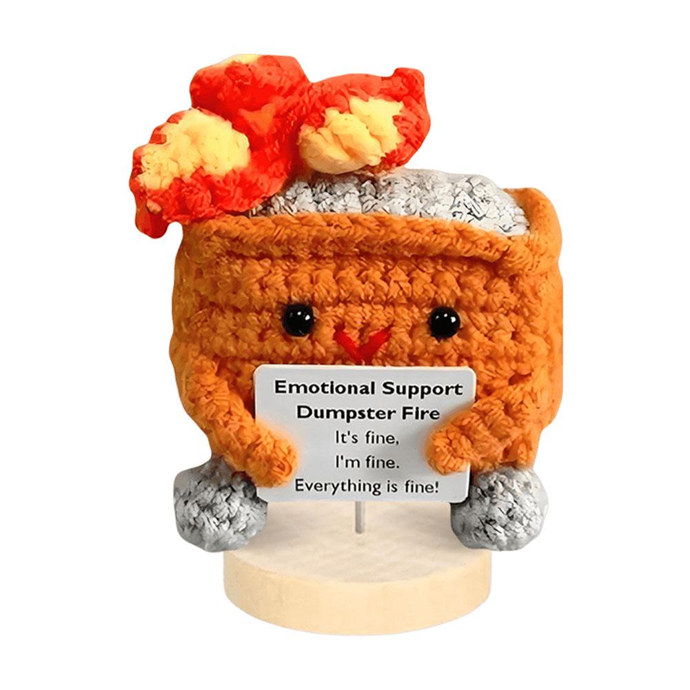 Emotional Support Dumpster Fire Cute Positive Crochet Dumpster Fire Crochet Trash Can Fire Funny Gifts for Friends Coworker