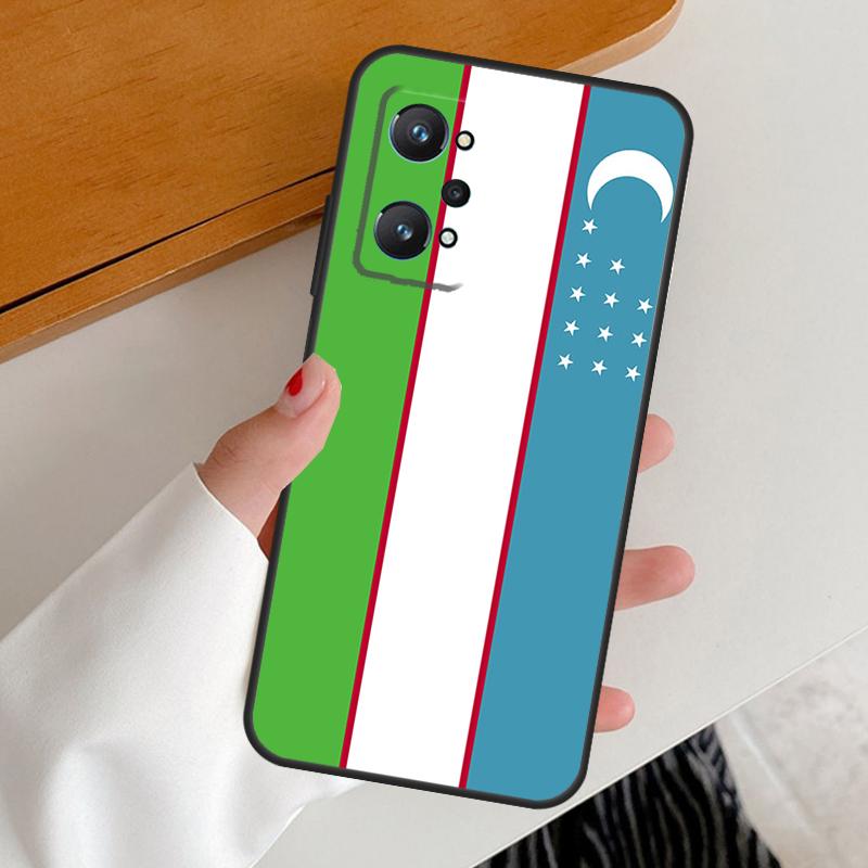 Флаг и герб Узбекистана для Realme 14 10 11 12 13 Pro Plus GT6 GT7 15 Pro C65 C67 C63 C61 C55 C51 C53 C35 C75 Чехол