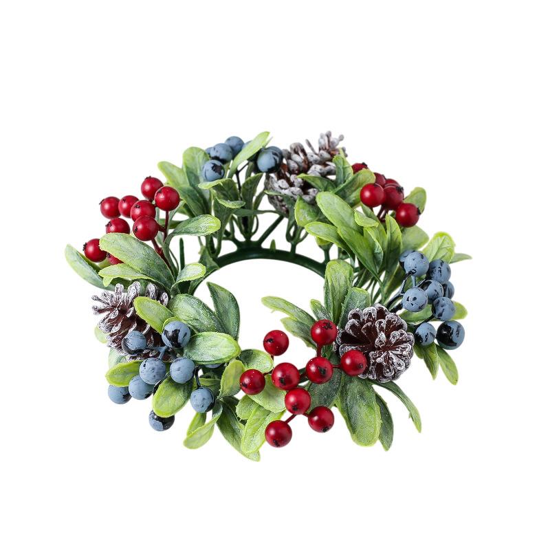 22см Украшение свечи Милый мини-венок Домашний декор Имитация ягод Многофункциональный Рождественский декор Элегантное Рождество