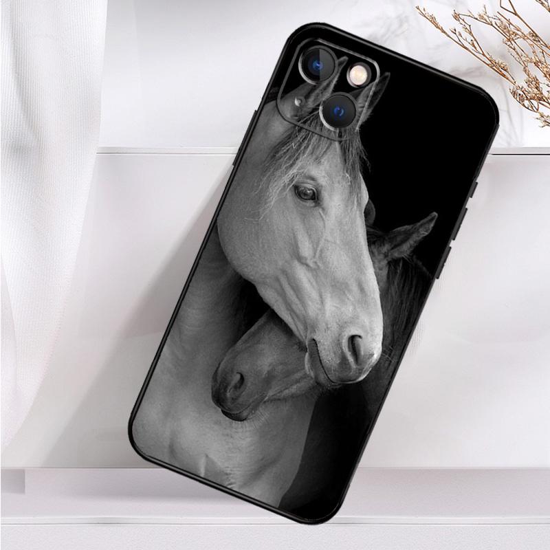 Черный Белый Лошадь Чехол Для Телефона iPhone 16 15 14 12 11 13 Pro Max 7 8 Plus X XR XS Max 13 12 Mini Cover