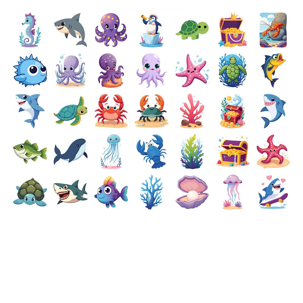 35-50 шт. Милые наклейки «Сокровища» Мультяшные наклейки «Морское приключение» Канцелярские наклейки Наклейки с животными Для блокнота Багажа Мобильного телефона