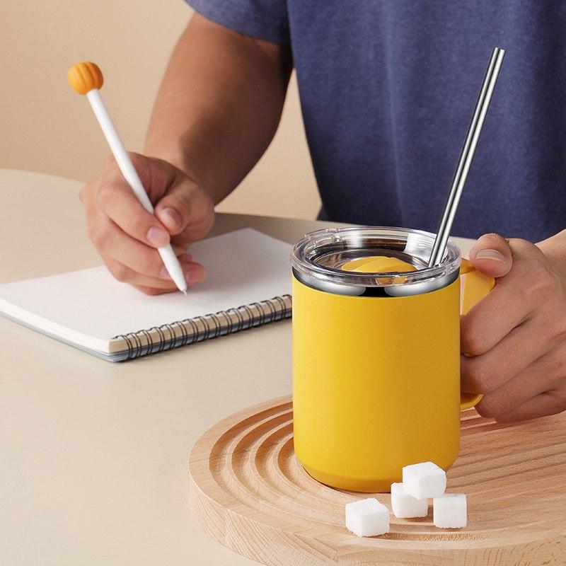 Стеклянная кружка для воды, ручка в стиле Ins, скандинавский стиль, простая офисная чашка для послеобеденного чая, кофе, нержавеющая сталь