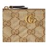 Gucci GG Marmont Generation Vintage Style Gold Hardware Zipper Closure GG Canvas Key Pouch Women accessories Beige Dark-Brown 837747-FAF05-9651
