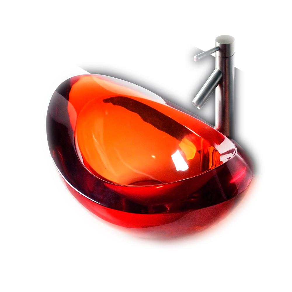 23.6" Bathroom Transparent Resin Counter Top Vessel Sink Lavatory Oval Sky Blue Washbasin