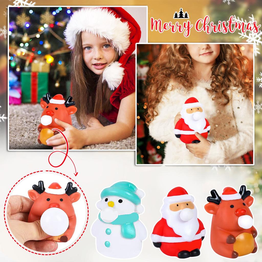 Cute Santa Claus Snowman Elk Squishes Toy Soft TPR Stress Relief Vent Toys Bubble Christmas Decompression Toy Christmas Gift