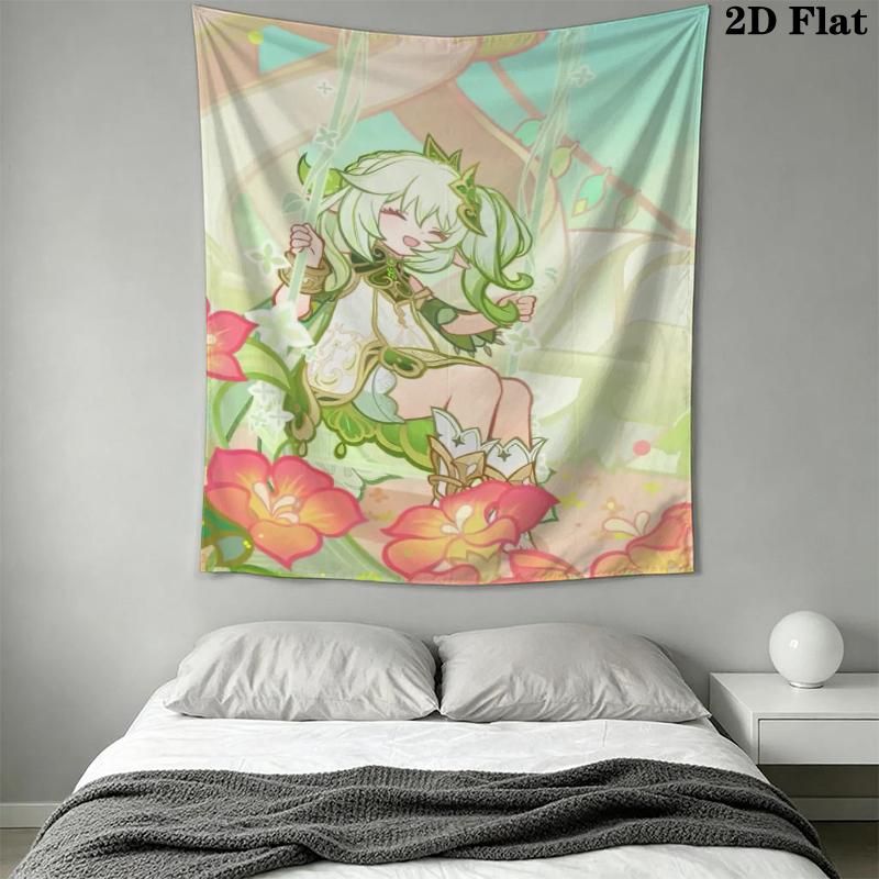Genshin Impact Wall Tapestry Aesthetic Wall Hanging Printed Fabric Blanket Decorative Tapestries for Bedroom Living Room Home Decor