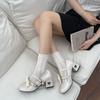 Модные туфли Мэри Джейн Лолита Женские Y2K Лакированная кожа Низкий каблук Туфли-лодочки Женские Шелковый бант Ремешки на щиколотке Вечерняя обувь Zapatos De Mujer