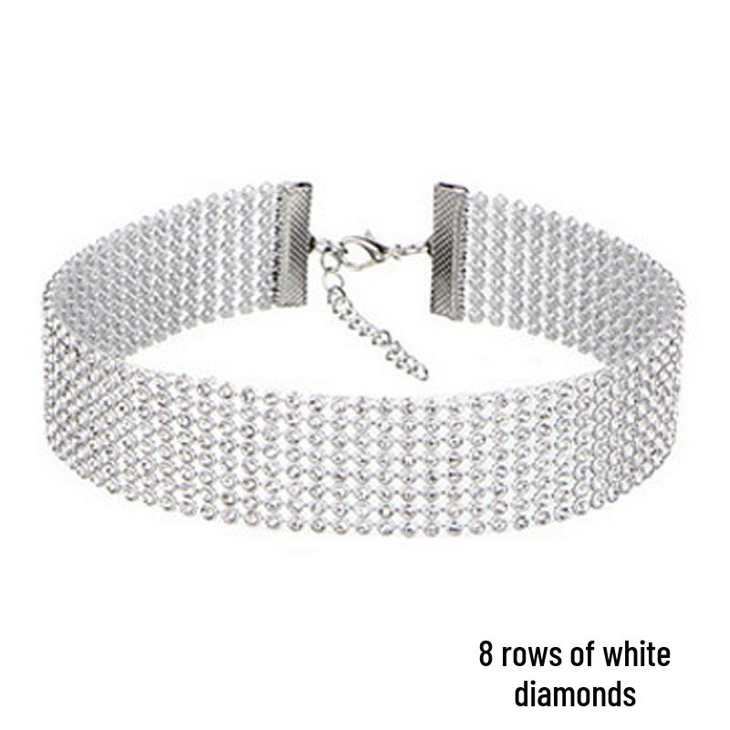 Многослойное акриловое колье-чокер с бриллиантами - Короткое ключичное, Клубный стиль