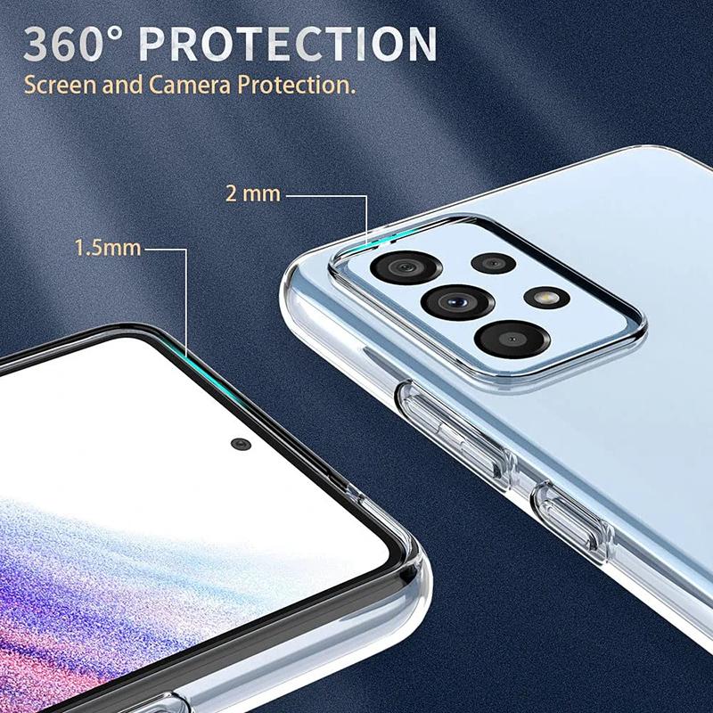 Ультратонкий силиконовый прозрачный мягкий чехол для Samsung S23 Ultra A54 A34 A14 A04 A04S A53 A73 A33 A23 A13 A52 A32 A22 A72 A12 A51 A71 Полная противоударная крышка