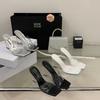 Fashion New Style Summer Fashion Designder Crystal Wedges Heels Women Slippers Transparent Square Toe Party Female Shoes Zapatos Mujer