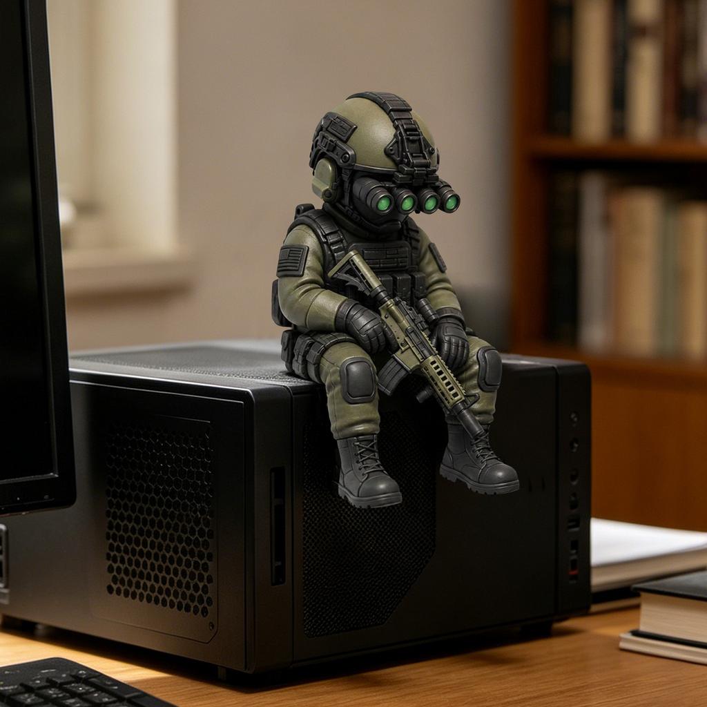 Tactical Sniper Mini Figurine Exquisite Craftsmanship Special Forces Statue for Household Adults Men Indoors Bedroom Use