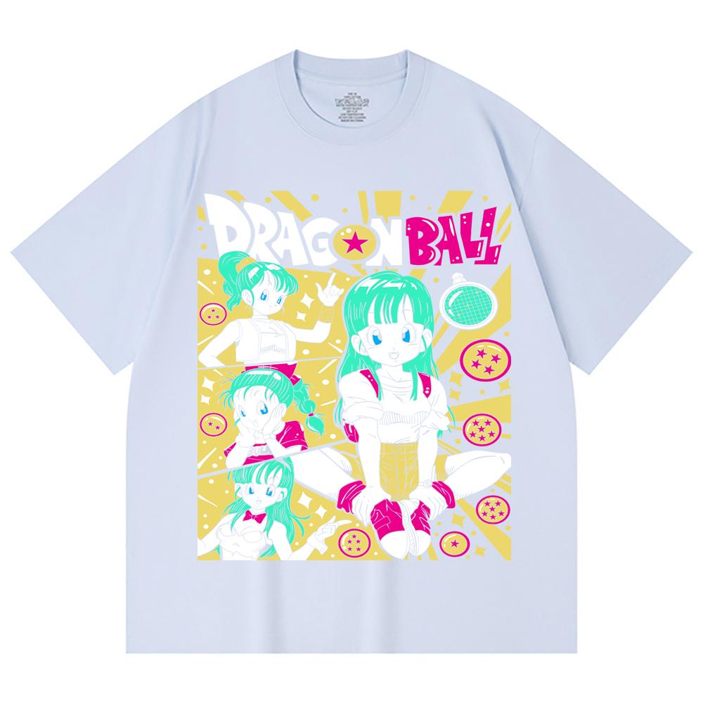 230 Gsm 100% Cotton Dragon Ball V65 Bulma Print Unisex Heavy Cotton T Shirt