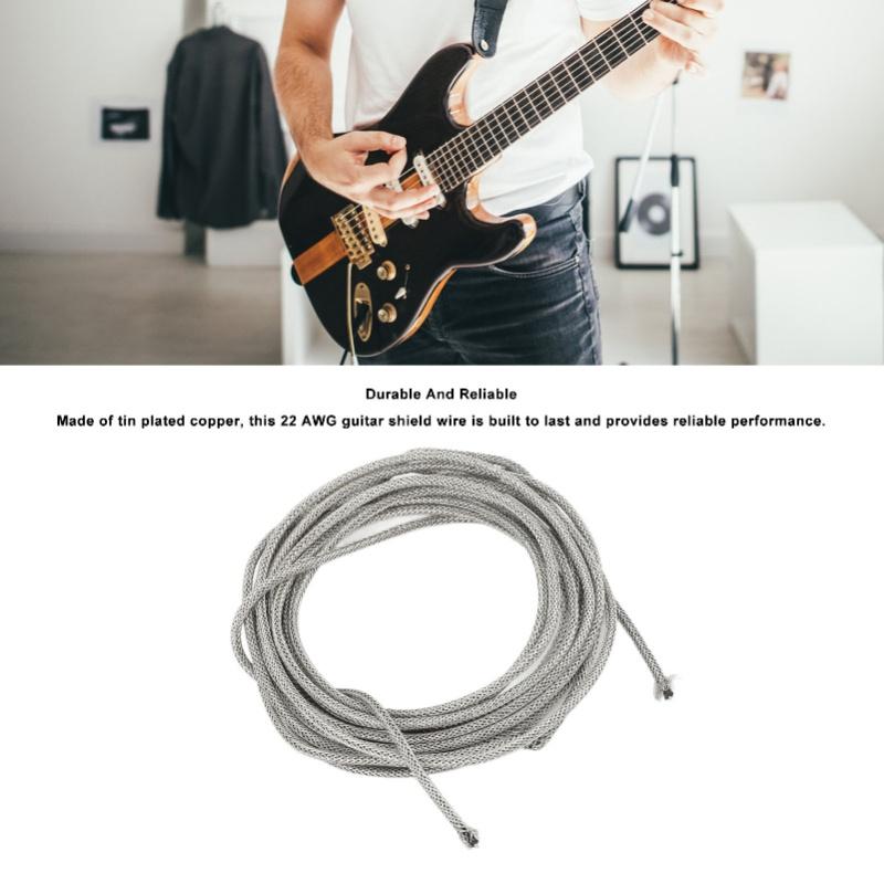 Guitar Shield Wire Single Conductor 3m Long 22 AWG Braided Shield Cable Guitar Wire