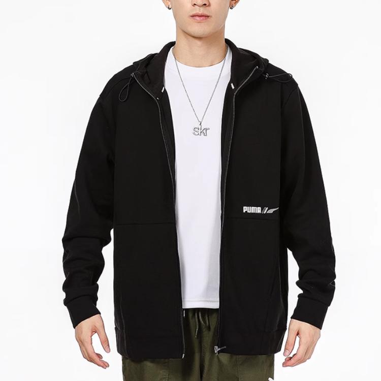 Puma Logo Print Training Hooded Jacket Мужская куртка Черный 846533-01