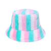 New Thermal Basin Hat Imitation Rabbit Hair Female Internet Celebrity Trend Female Colorful Rainbow Striped Bucket Hat Winter 2025