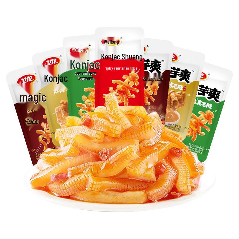 Weilong Spicy Sesame Vegetarian Snack Strips - Konjac Tripe & Meat-Free Treats for Cravings