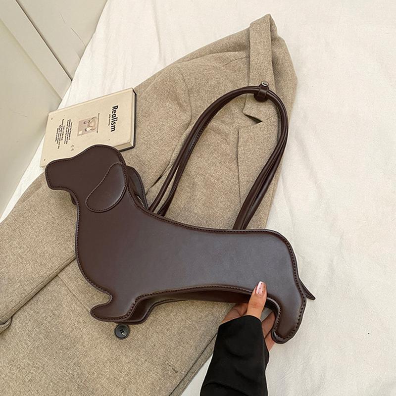 Смешная сумка-тоут в виде собаки-таксы, женская сумка, однотонная, из ПУ кожи, на плечо, сумки-тоут, женская, милая, креативная, в японском стиле, кавайная сумка