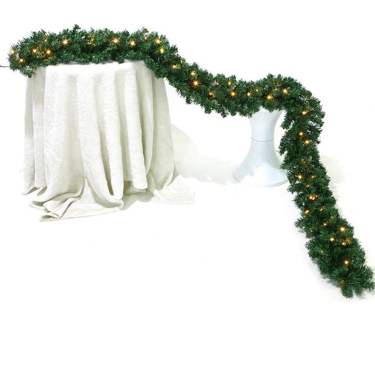 2.7M Pre-Lit Christmas Rattan Door Wreath with Ornaments
