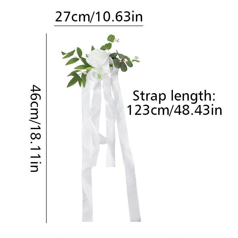 1 шт., цветок розы на стул для церкви, автомобиля, деревенская свадьба, искусственный цветок, свадебные принадлежности, пояса, узел, элегантный, 46x27 см