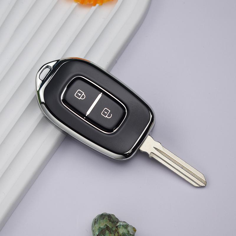 2 Button For Renault Kwid Traffic Symbol for Dacia Sandero Logan Duster 2016 2017 2018 Silver TPU Car Remote Key Fob Cover Case Shell