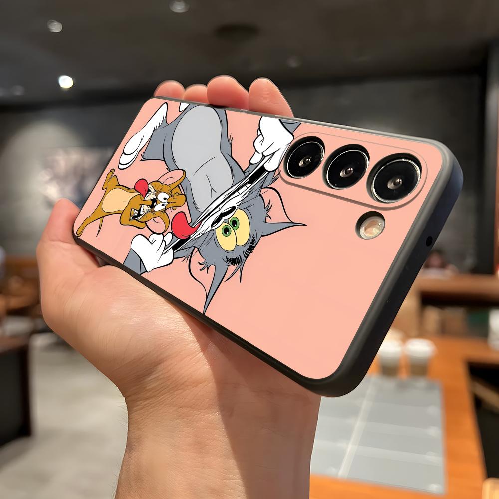 AniME-T-Том и Джерри Кавайный Чехол Для Телефона Для Samsung A56 A36 A26 A16 A15 A25 A35 A55 A14 A34 A24 A54 Черный Мягкий Чехол