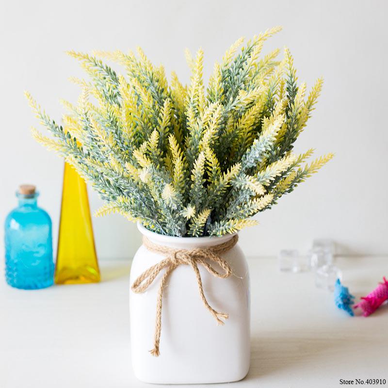 25 Heads Bouquet Romantic Artificial Flower Purple Lavender Bouquet With Green Leaves Home Decor