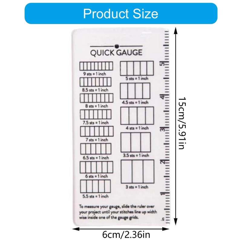 Пластиковая линейка для вязания для быстрого измерения петель и рядов, инструмент для рукоделия для вязальщиков крючком и спицами и любителей пряжи