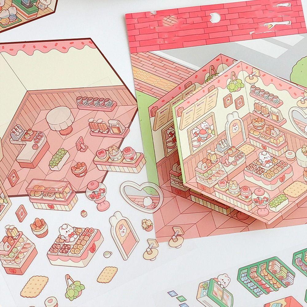 3D визуальная укладка наклеек DIY Пейзажная наклейка для блокнота Подарки Миниатюрная сцена 3D наклейки