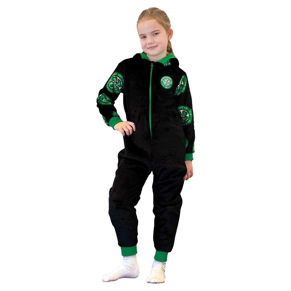 Celtic FC Childrens/Kids Crest Fleece All-In-One Nightwear