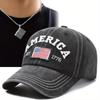 2pcs Men's Baseball Cap Necklace Set Duck Tongue American Flag Baseball Cap Fashion Flip Book Necklace Pendant Sun Hat
