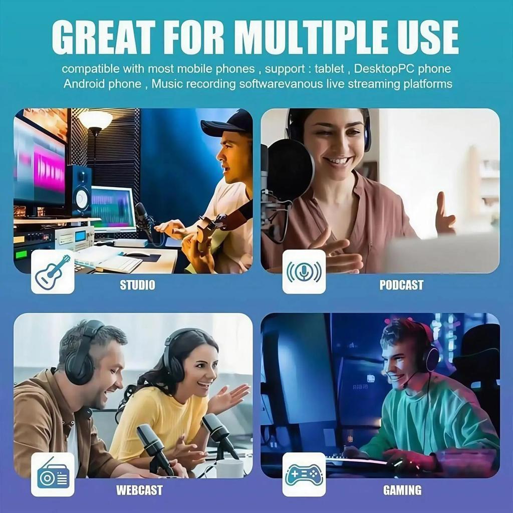 F998 Podcast Live Equipment Bundle, профессиональная звуковая карта Live с микрофонным набором, комплект микшерной студии звукозаписи Music Singin