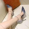 Fashion Comemore Gradient Colour Sequins High-heeled Women Shoes Temperament Crystal Wedding Banquet Pumps Sexy Stiletto Heels Women
