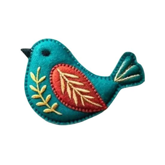 Handmade Felt Bird Ornament, Vintage Embroidery Bird Hanging Decoration, Handcrafted Colorful Bird Christmas Tree Ornament