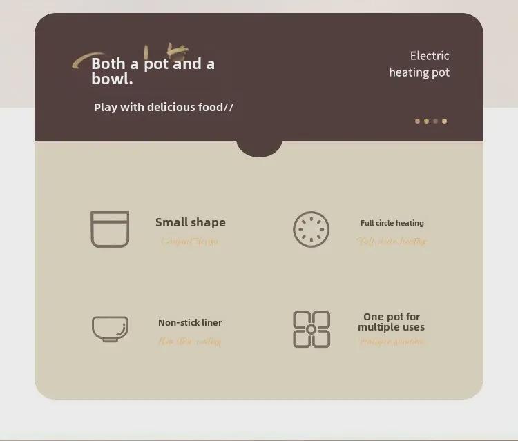 Multifunctional Electric Cooker: Instant Noodle Pot, Fryer, Shabu-Shabu, and Rice Cooker for Dorms – Trendy Compact Design.