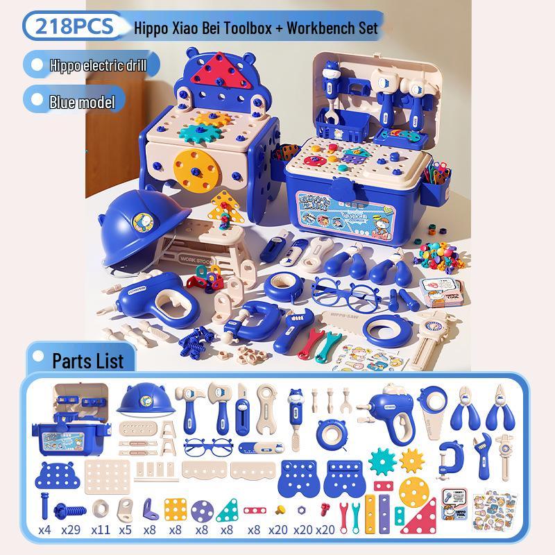 Ящик для инструментов Xiaobei Hippo: Электродрель и набор шурупов в стиле TikTok для детей
