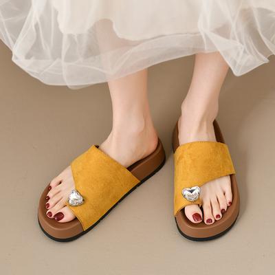 Женские балетки, тапочки, сандалии с кристаллами, сандалии с перемычкой для пальца, новая обувь, дизайнерская, 2025, лето, повседневные, с открытым носком, шлепанцы, женские сандалии