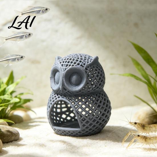 Stable Water Tank Ornament Owl Fish Hideout Aquarium Shrimp Cave Hollow Hide Cave for Betta Decoration Creative Habitat
