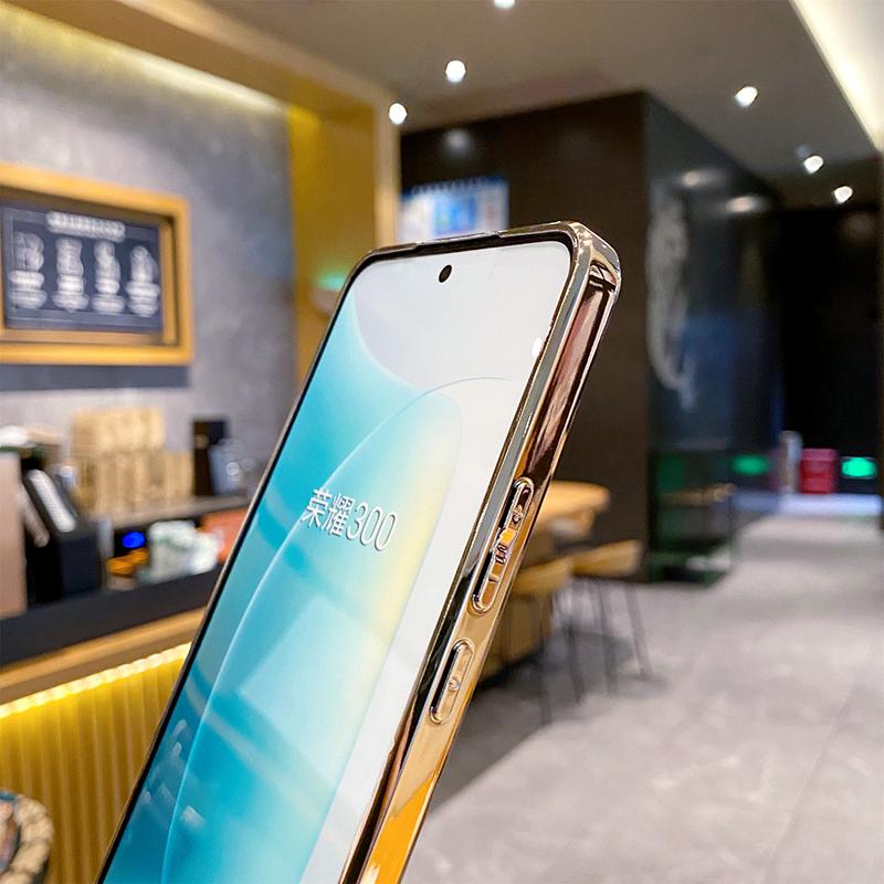 Роскошный градиентный чехол с блестками и гальваническим покрытием для Honor 300 / Для Honor 100 Pro 200 300 Ultra Стразы Мягкий бампер Твердая задняя крышка из ПК