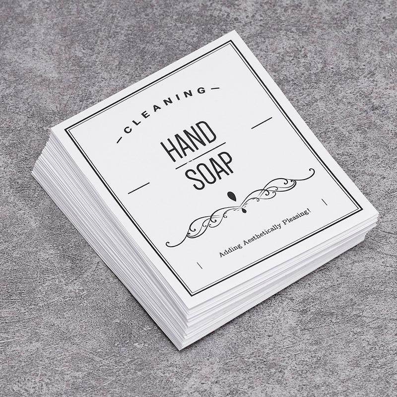 Waterproof & Oil-Proof PVC Soap Dispenser Labels - Set of 12 Bathroom Hand Soap Bottle Stickers