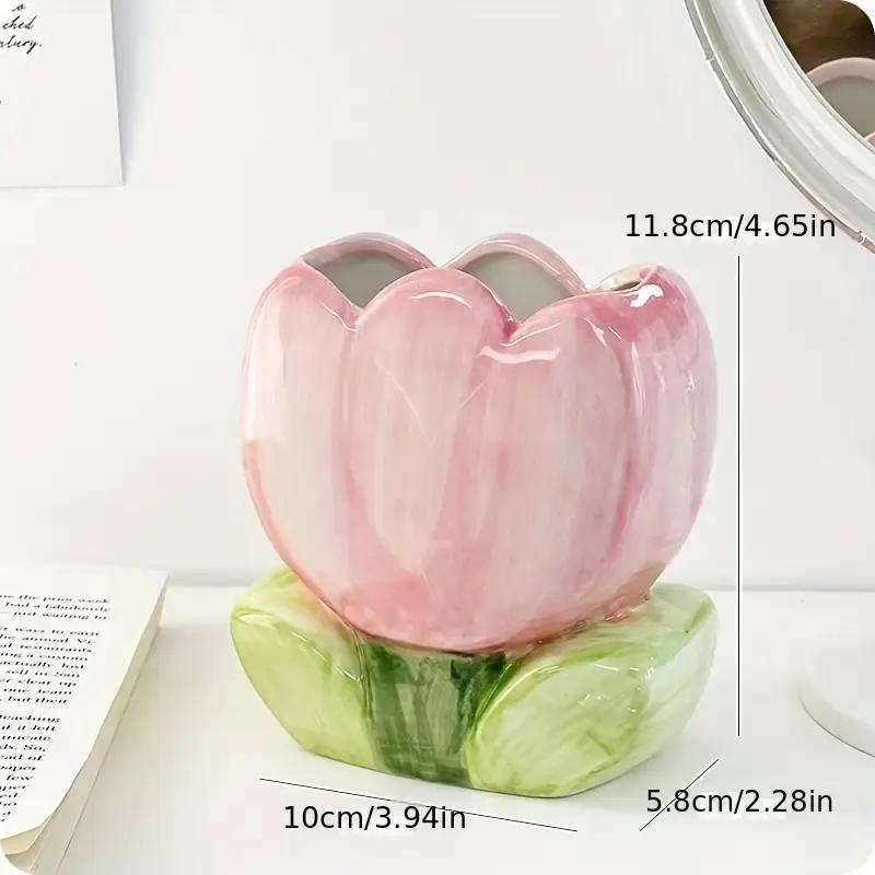 Fashion Creative Tulip Series Makeup Brush Storage Bucket Sweet Cute Flower Pen Holder Office Desktop Storage Accessories Gift