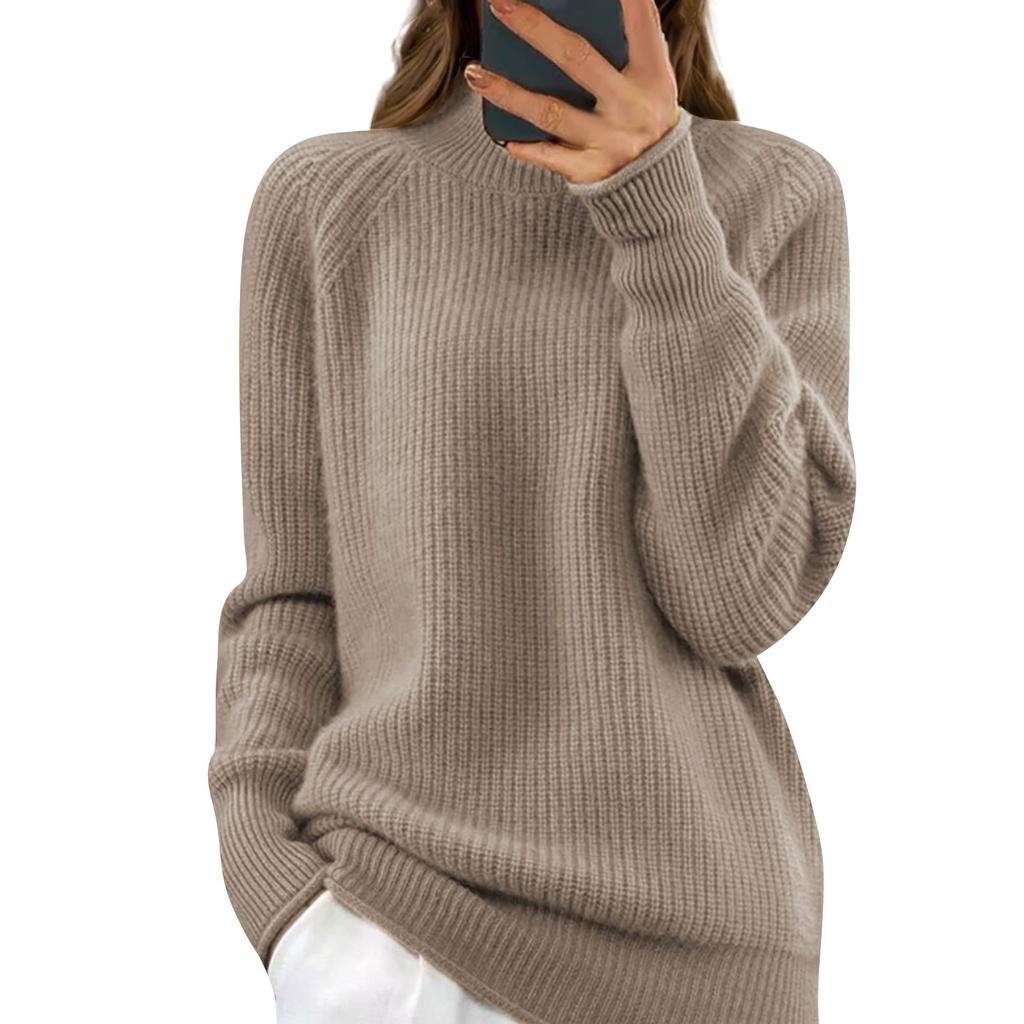 Женский модный круглый вырез однотонный вязаный свитер топ пуловер повседневный свитер