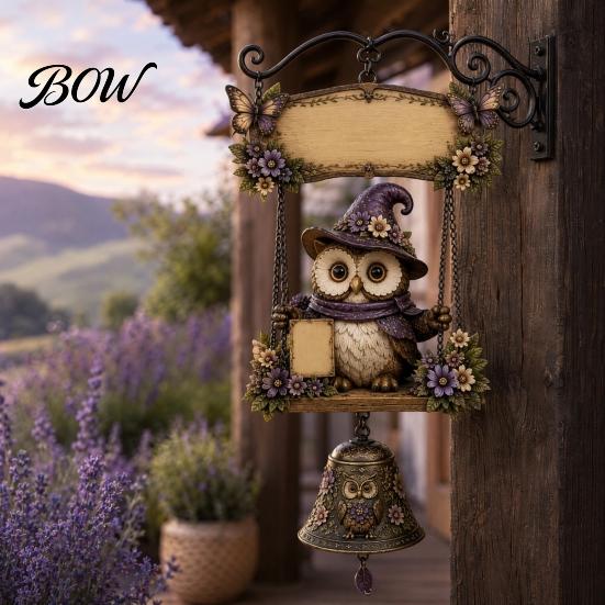 Distressed Wood Grain Sign Garden Gnome Bell, Welcome Outdoor Hanging Doorbell, Holiday Decorative Wall Plaque Wind Chimes for Patio Home