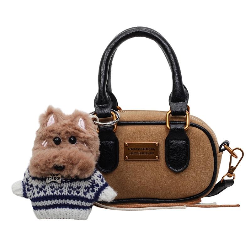 Retro Hand-held Small Bag, Winter Commuting Boston Bag, Stylish Single-shoulder Crossbody Bag