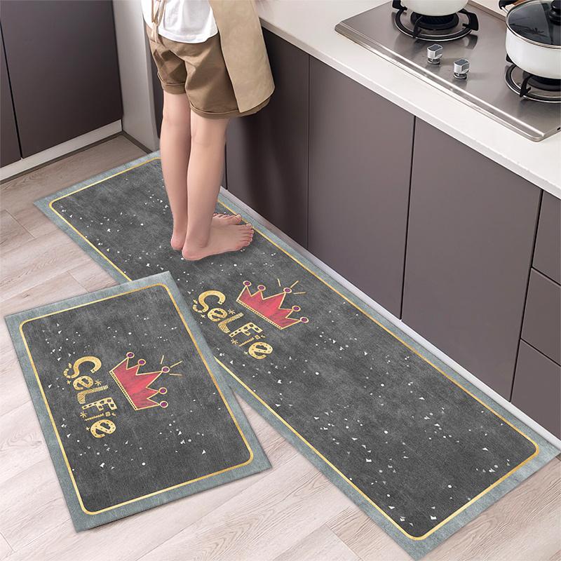 1/2PCS Modern Kitchen Floor Mat Crystal Velvet Non-Slip Kitchen Balcony Long Strip Carpet Home Decoration Door Mat
