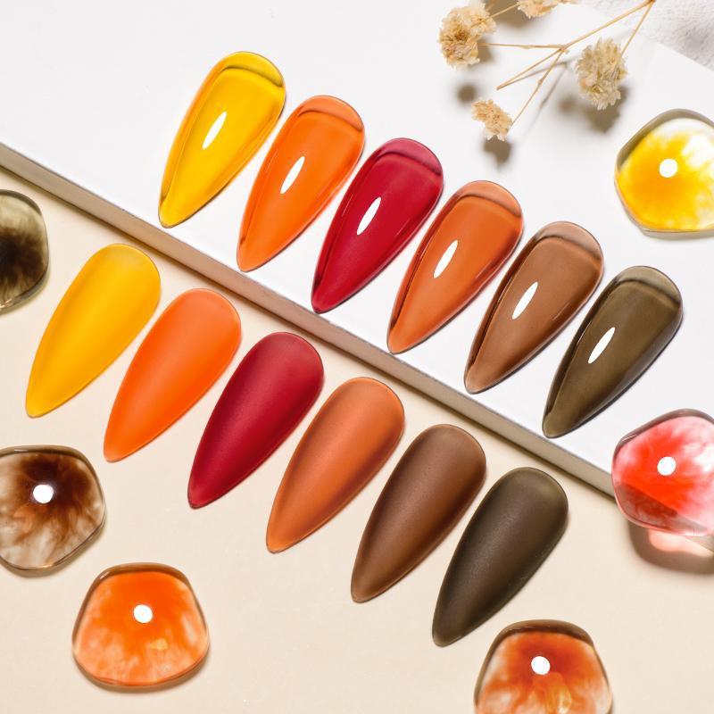 MEET ACROSS 1 Bottle 7ml Jelly Amber Gel Polish Translucent Jelly Nail Gel Manicure UV LED Semi Permanent Soak Off Nail Polish