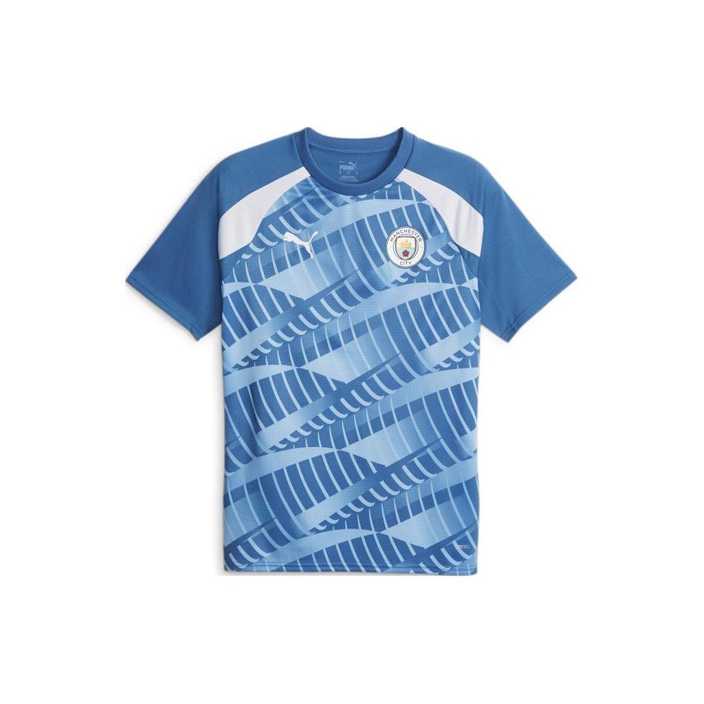 Puma Спортивные футболки с короткими рукавами и круглым вырезом с принтом Manchester City Prematch 23-24 Season Men Tops Blue 772844-10
