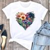 (Asian Size) Tee Top Woman Love Heart Style Trend 90s Flower Female Short Sleeve Clothing Print Fashion Graphic T-shirts Women T Shirt