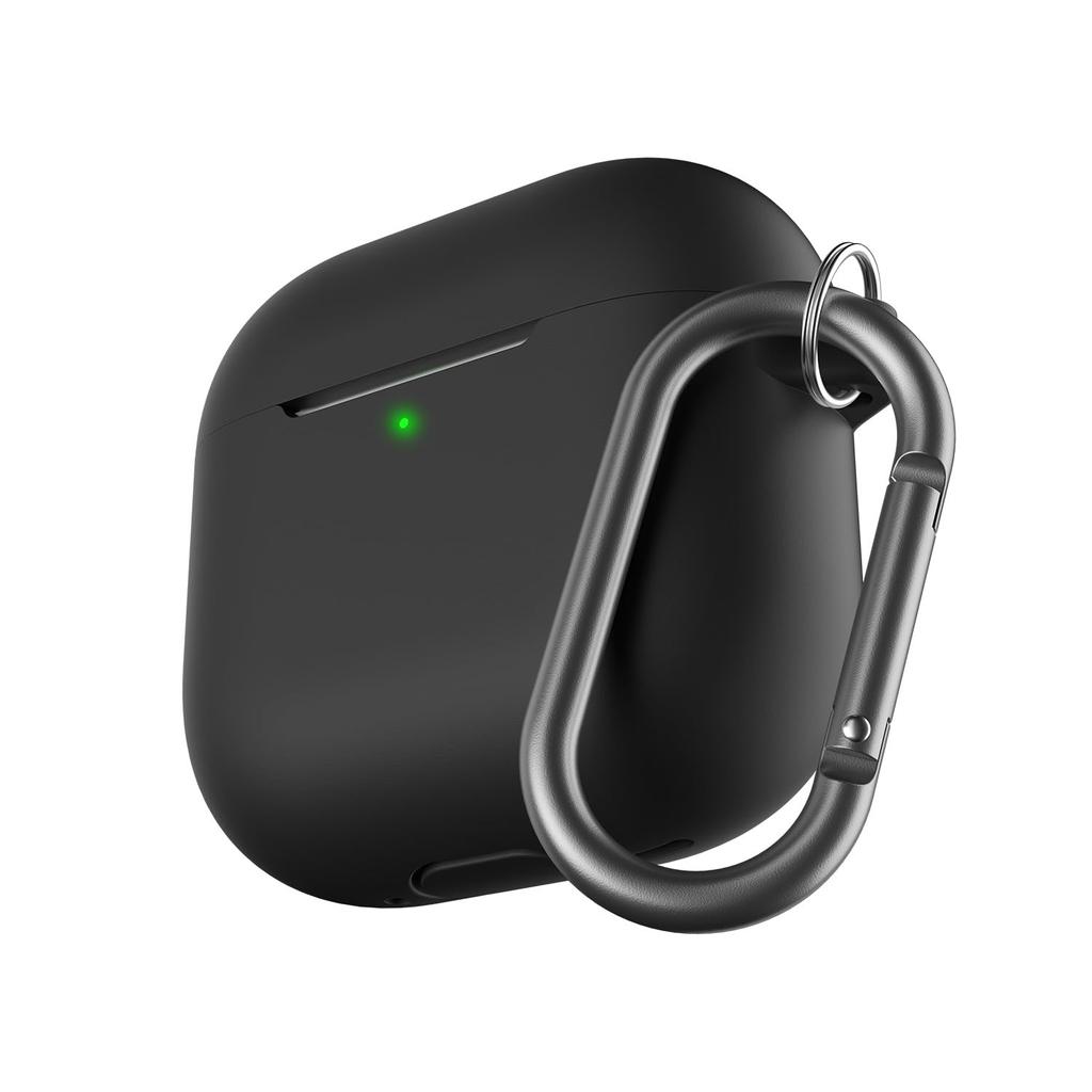 Keybudz AirPods4 Elevate Silicone Case AirPods 4th Generation Full Smooth Soft Lid with Strap Hole Includes Drop AirPods 4 Black KB27440AP4