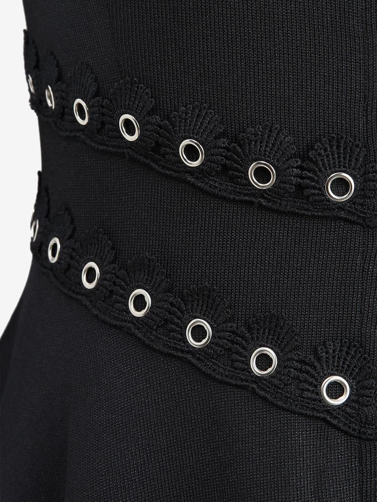 Rosegal Plus Size Асимметричное пальто с застежкой-молнией, оборками, люверсами, пряжками и цветочным кружевом