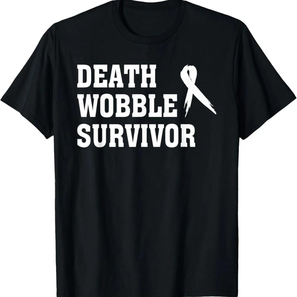 Death Wobble Survivor Ribbon White Text T-Shirt